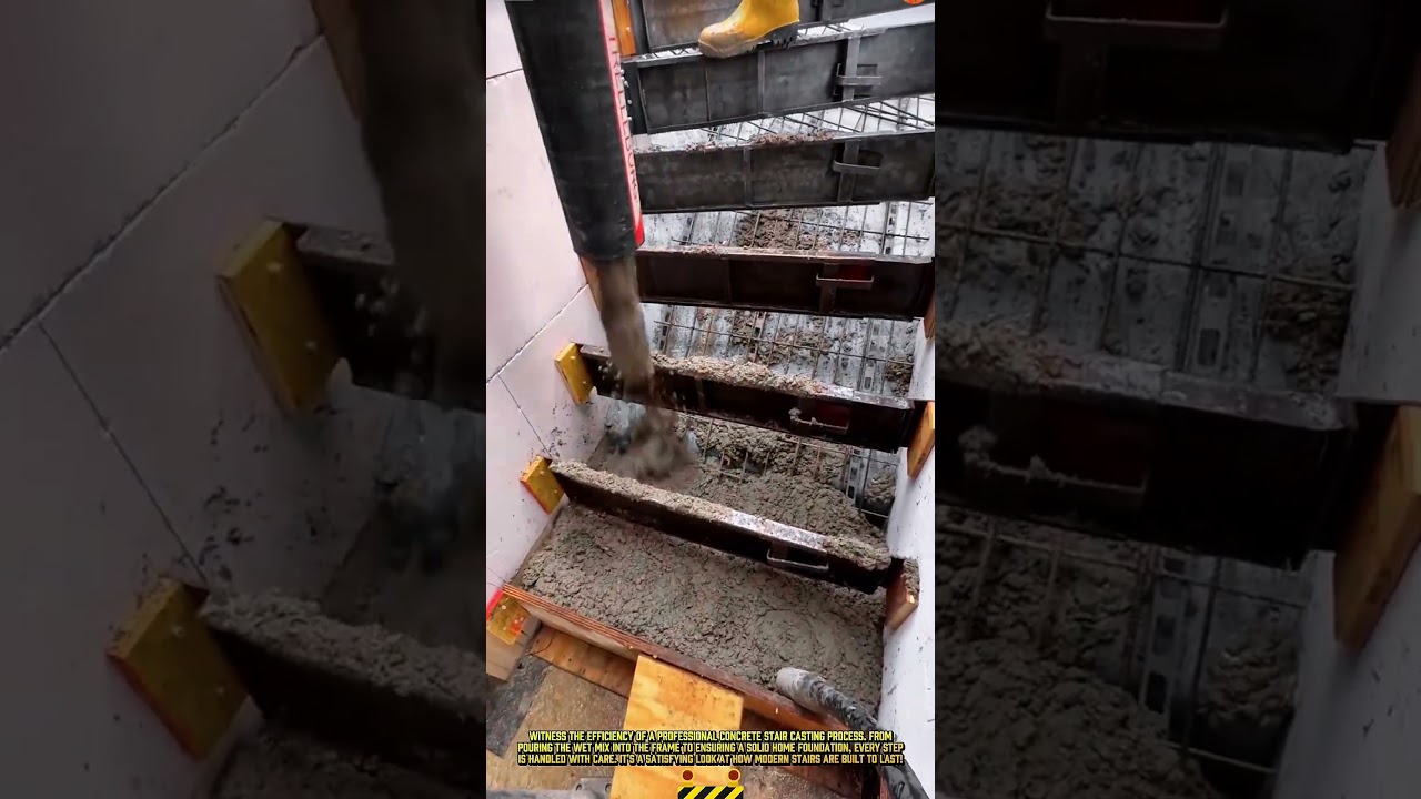 Процесс заливки бетонной лестницы для прочного фундамента дома 