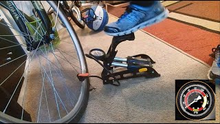 How to Operate ANY Floor Foot Pump to Inflate Bike Tire Air Mattress Basketball (Read PSI Use Needle