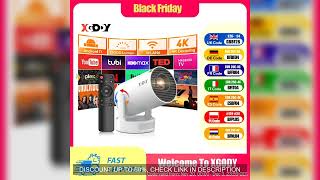 XGODY 4K 1080p LED Projector with 12000 Lumen Brightness, WiFi 6 Bluetooth 5.0 Portable Home Theater