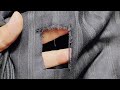 A genius idea to fix a hole in your clothes using only a needle and thread in an interesting way