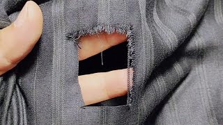 A genius idea to fix a hole in your clothes using only a needle and thread in an interesting way