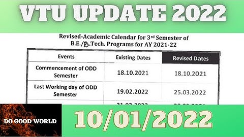 VTU UPDATE 2022, Revised Academic calendar of III semester B.E/B.Tech. programs for... #DOGOODWORLD