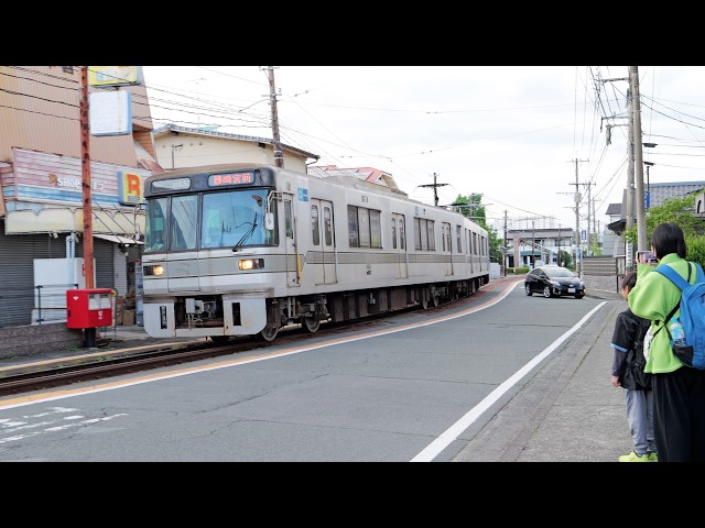 元東京メトロの車両が道を走る 熊本電鉄の併用軌道区間に行ってきた