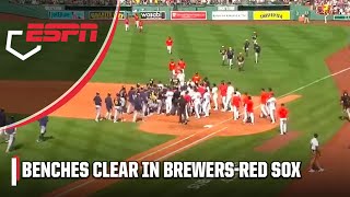 BENCHES CLEAR in Brewers vs. Red Sox 👀 Level heads prevail after madness at first base | ESPN MLB