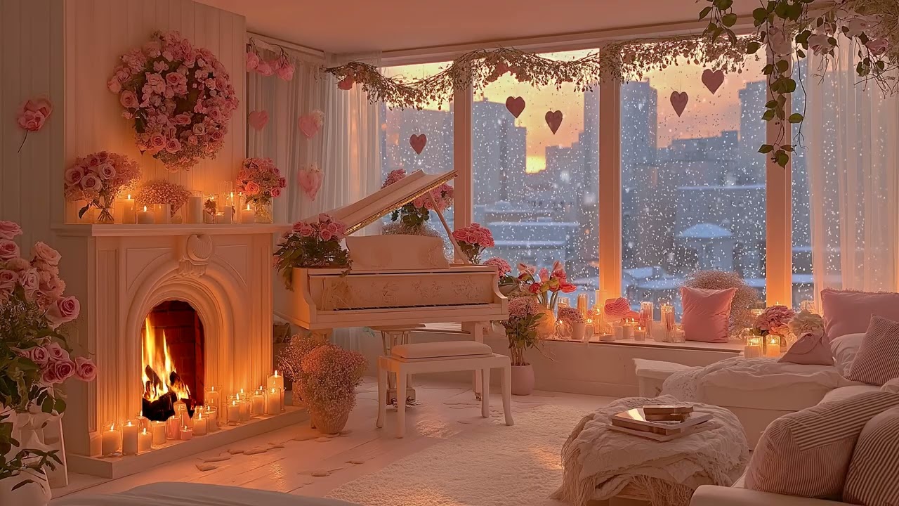Cozy Winter Night Vibes ❄️ Soft Piano & Fireplace Sounds 🌙 Relaxing Ambience for Deep Focus & Calm