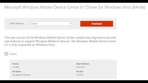 Microsoft Windows Mobile Device Center 6.1 Driver for Windows Vista (64-bit)