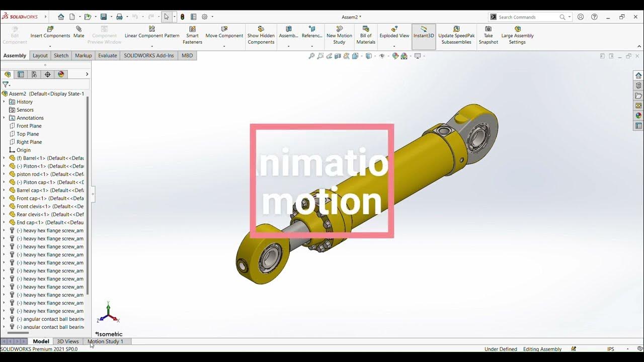 Solidwork Hydraulic Cylinder Exploded view Animation YouTube
