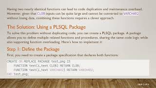 Creating a Single PLSQL Function for CLOB and VARCHAR2 Inputs