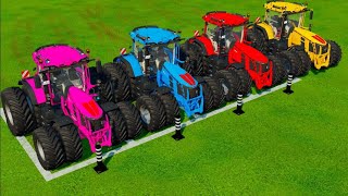 JOHN DEERE vs, Tractor, & superdriver& pink road&  garden, trees, flowers and music