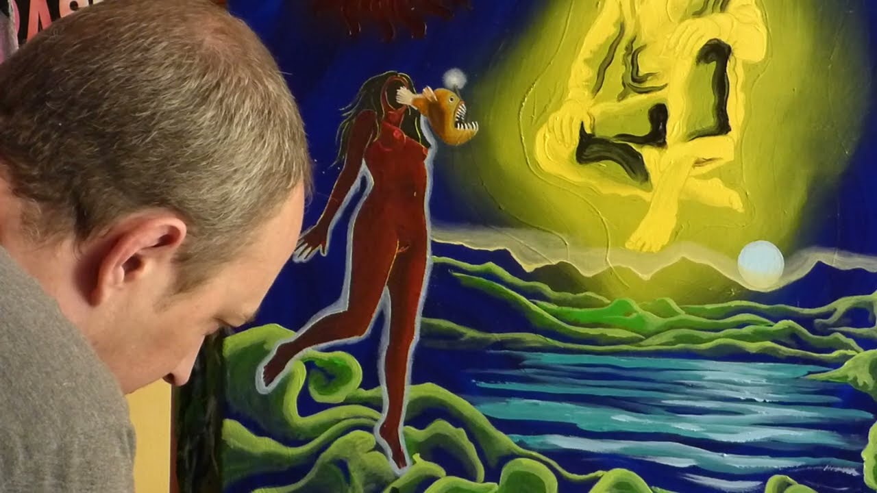 today in studio working on oil painting, abyssal lights. @adam sturch