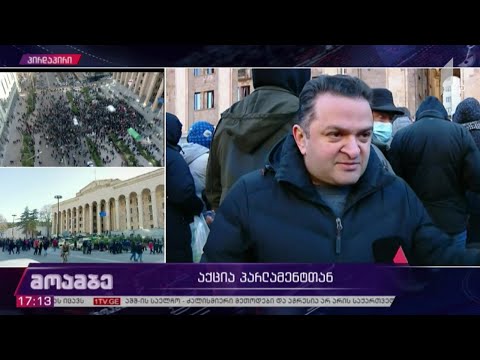 აქცია პარლამენტთან - ოპოზიციის ლიდერების განცხადებები