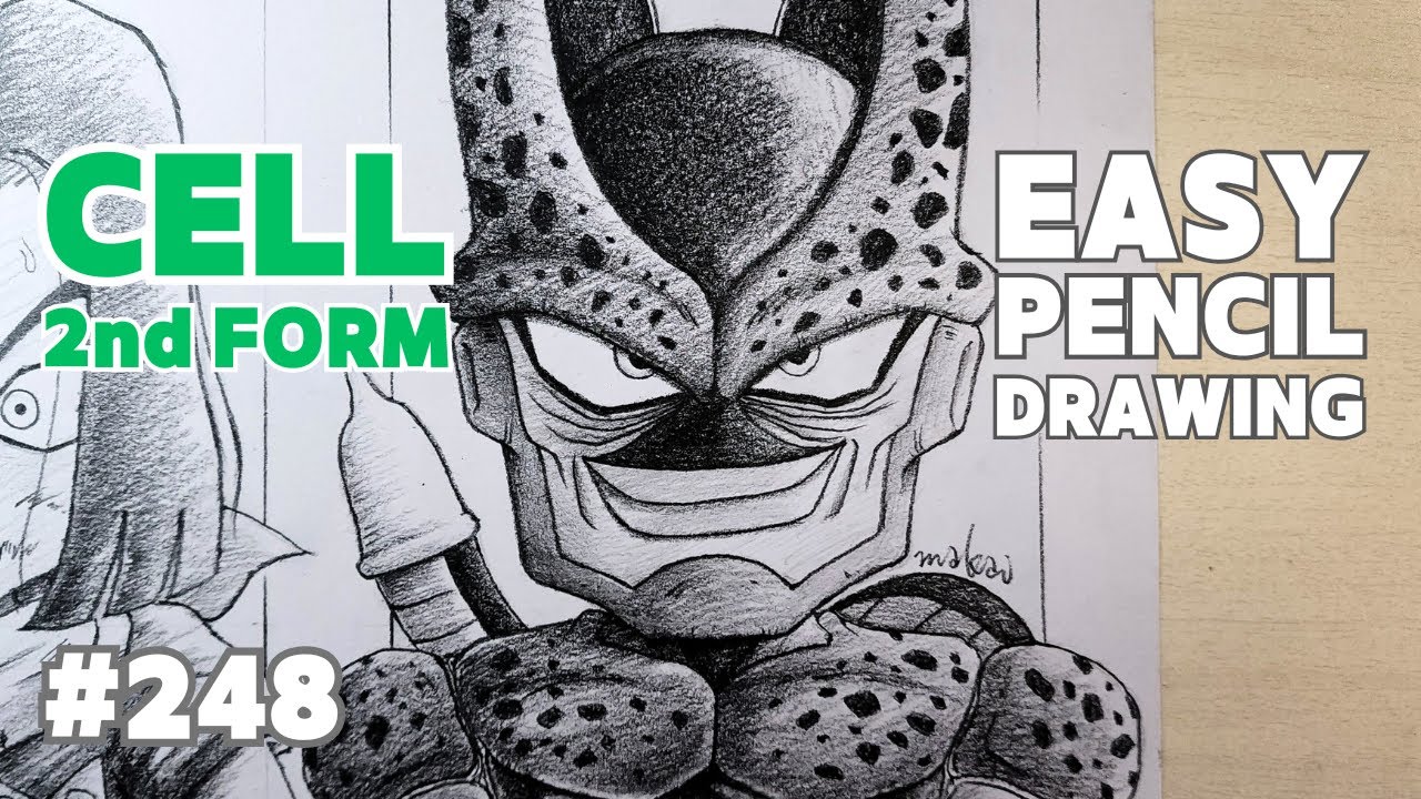 How to Draw CELL SECOND FORM from Dragon Ball Z Step-by-Step by PENCIL ...
