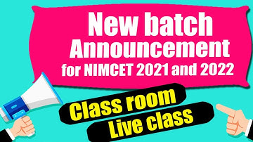 New batch announcement for NIMCET 2021 & 2022 | Class room | Live class