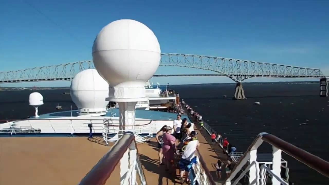 Carnival Pride under the bridge leaving Baltimore 2016. YouTube