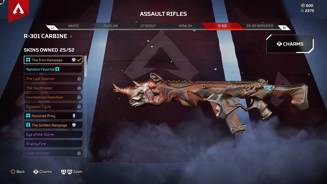Apex Legends R301 The Iron Rampage Reactive Legendary Skin Showcase First.....