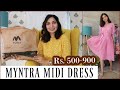 Myntra midi dress haul rs500900  myntra dress haul  tanu gupta
