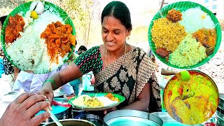 famous hard working lady || 70 రూపాయలకే కడుపునిండా అన్నం పెటుతుంది unlimited meals veg nonveg