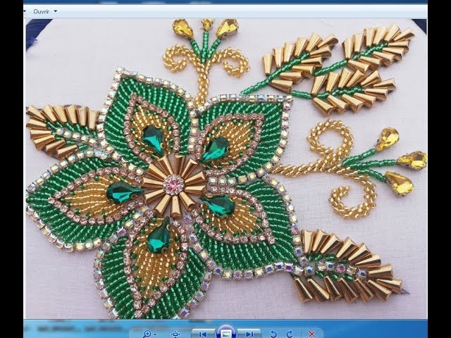 Hand Embroidery Beaded Flower Design (beads work embroidery