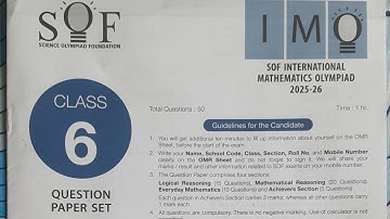 Class 6 IMO Answer key 2025-26 SOF international Maths olympiads