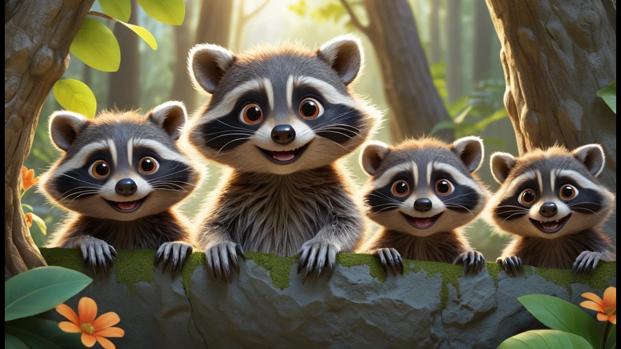 Fünf Waschbärbabys Guckguck 🦝 | Lustiges Suchspiel & Kinderlieder zum Zählen