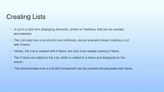 Creating Lists | Lecture 39: AWT Programming—I