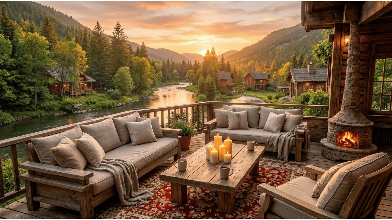 Tranquil Lakeside Coffee Shop Ambience ☕ Soft Spring Jazz for Deep Focus & Relax