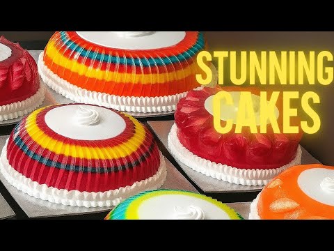 Amazing rainbow cake | easy frosting recipe | colourful cakes gel and glaze | garnishing