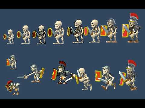 2D Skeleton sideview different styles and animations