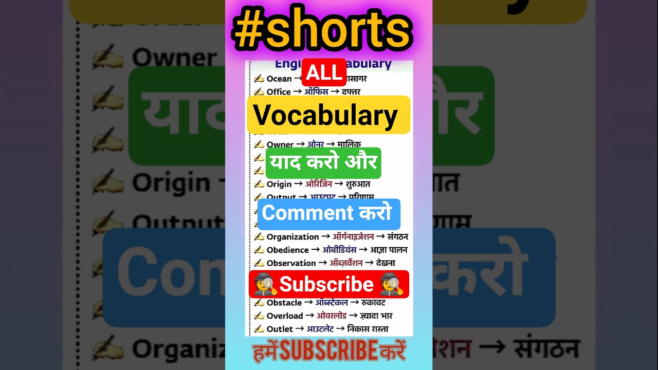 O word | english word meaning | english speaking course