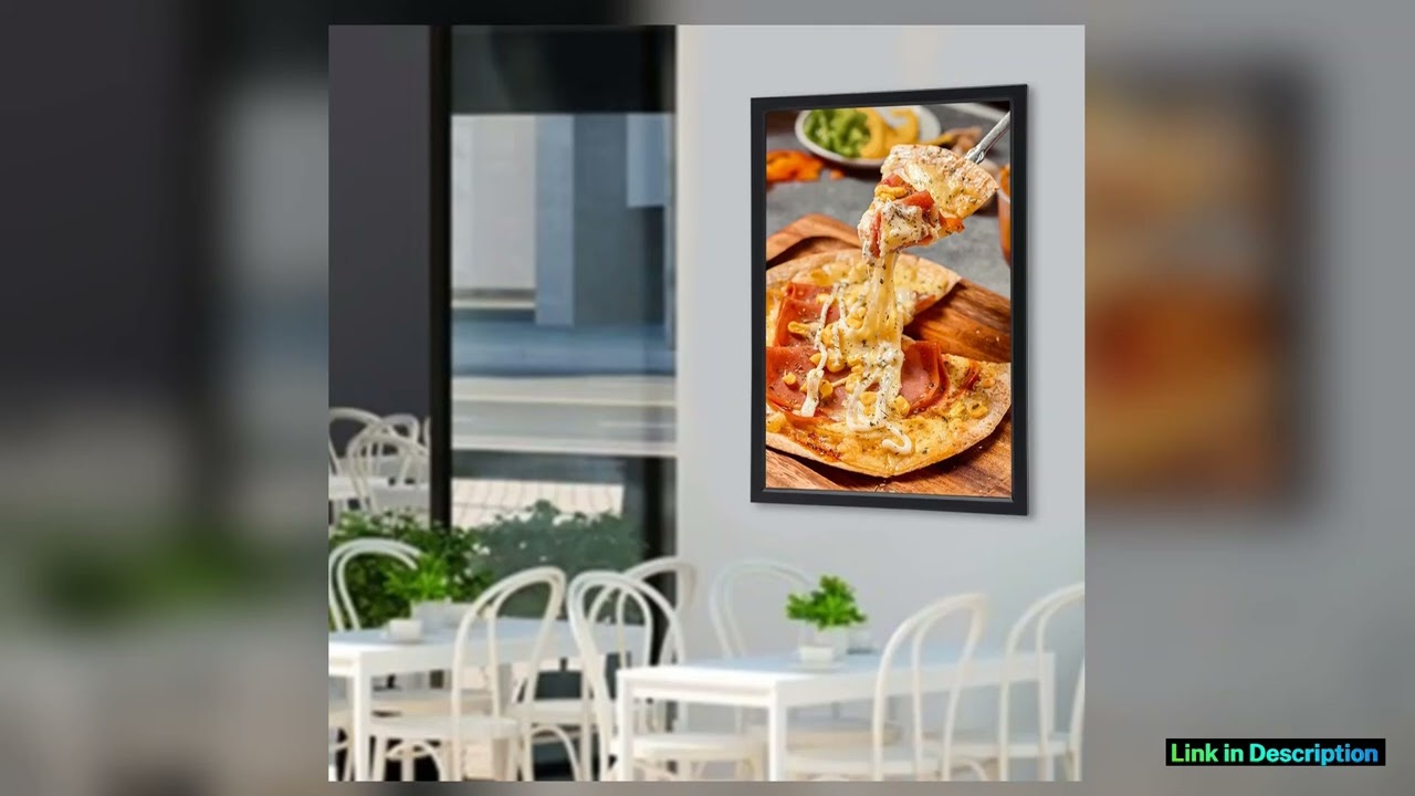 24x36 LED Movie Poster Frame Light Box Black Slim Edge Lit Backlit Advertising Display Wall Mount