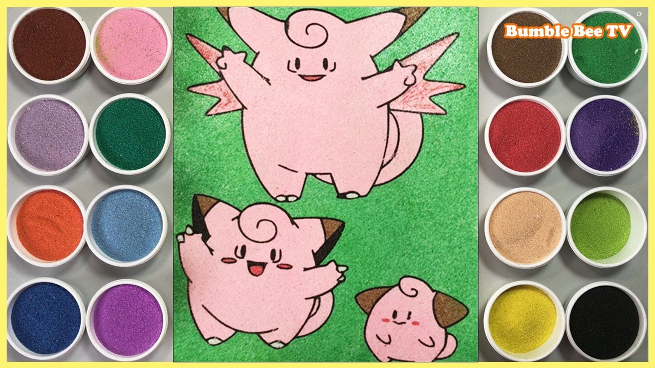 COLORING POKÉMON CLEFFA, CLEFAIRY AND CLEFABLE SAND PAINTING/POKEMON ...