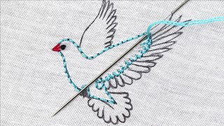amazing Needle Point Art Flying Bird Embroidery Design | How to embroider a bird pattern | easy step