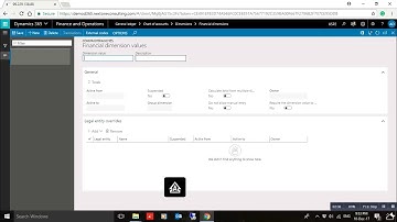 D365 General Ledger Create Financial Dimension