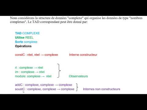 Vidéo 12: TAD Complexe et son  Implémentation (Exemple Complet), chap 3, ASD, L2