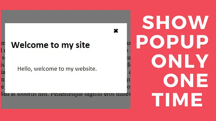 How To Show Popup Only Once Using jquery | show modal pop up only one time | modal on page load