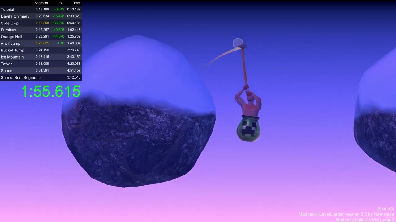 Getting over it category extension Space % speedrun : 