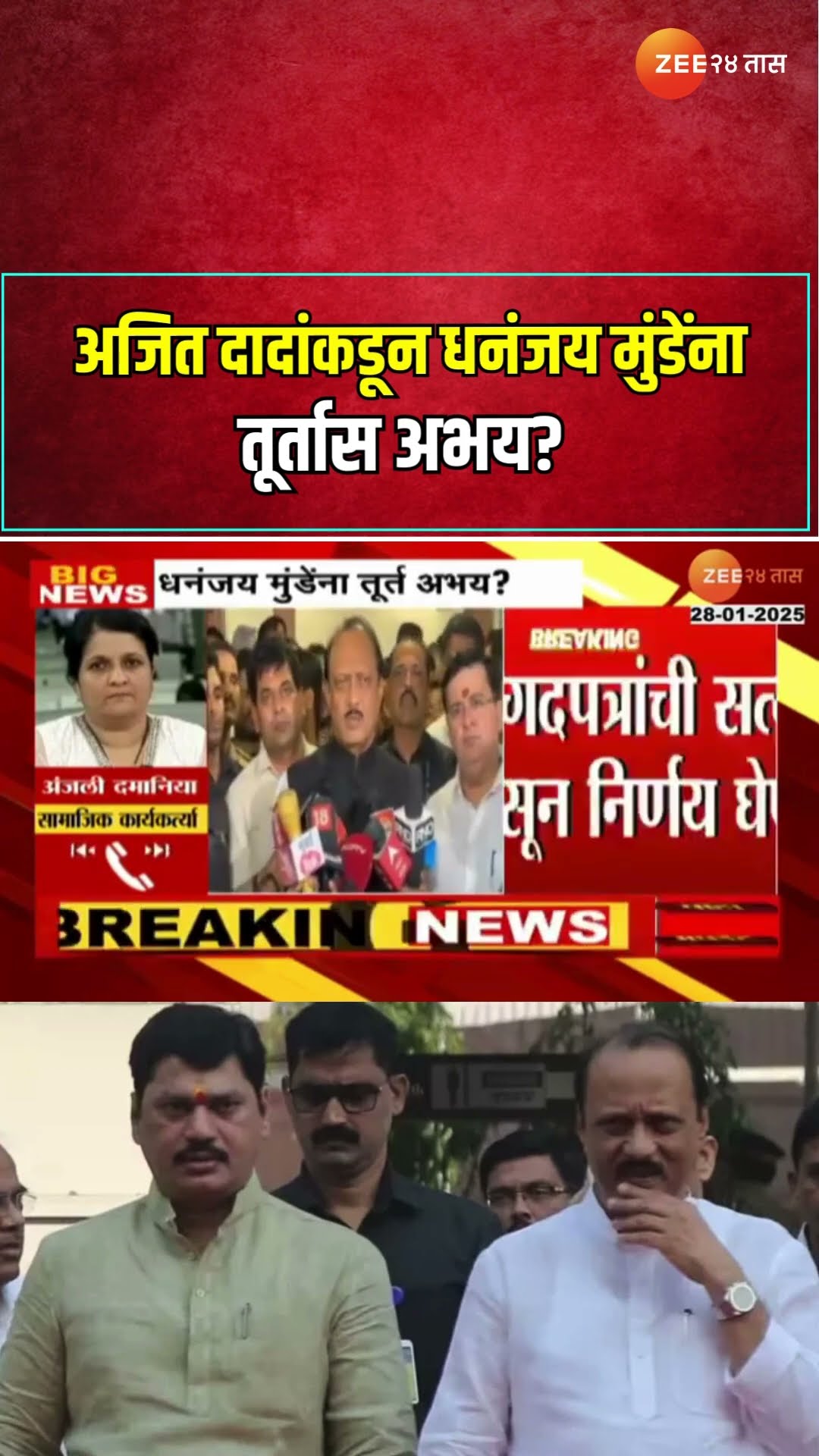 Anjali Damania On Ajit Pawar |अजितदादांकडून धनंजय मुंडेंना तूर्तास अभय? अंजली दमानियांची प्रतिक्रिया