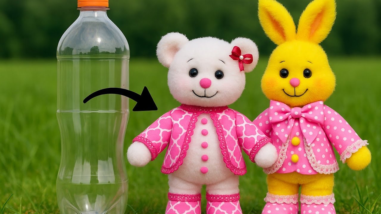 💥Эти игрушки сделаны из пластиковых бутылок. 😍Их руки подвижны, и они стоят на ногах.