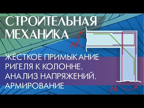 Жёсткое примыкание ригеля к колонне. Анализ напряжений. Армирование