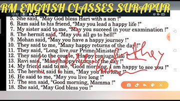 Indirect Optative sentence Excercise 8 from Excellent book Class 12 solved by Ramesh Sir