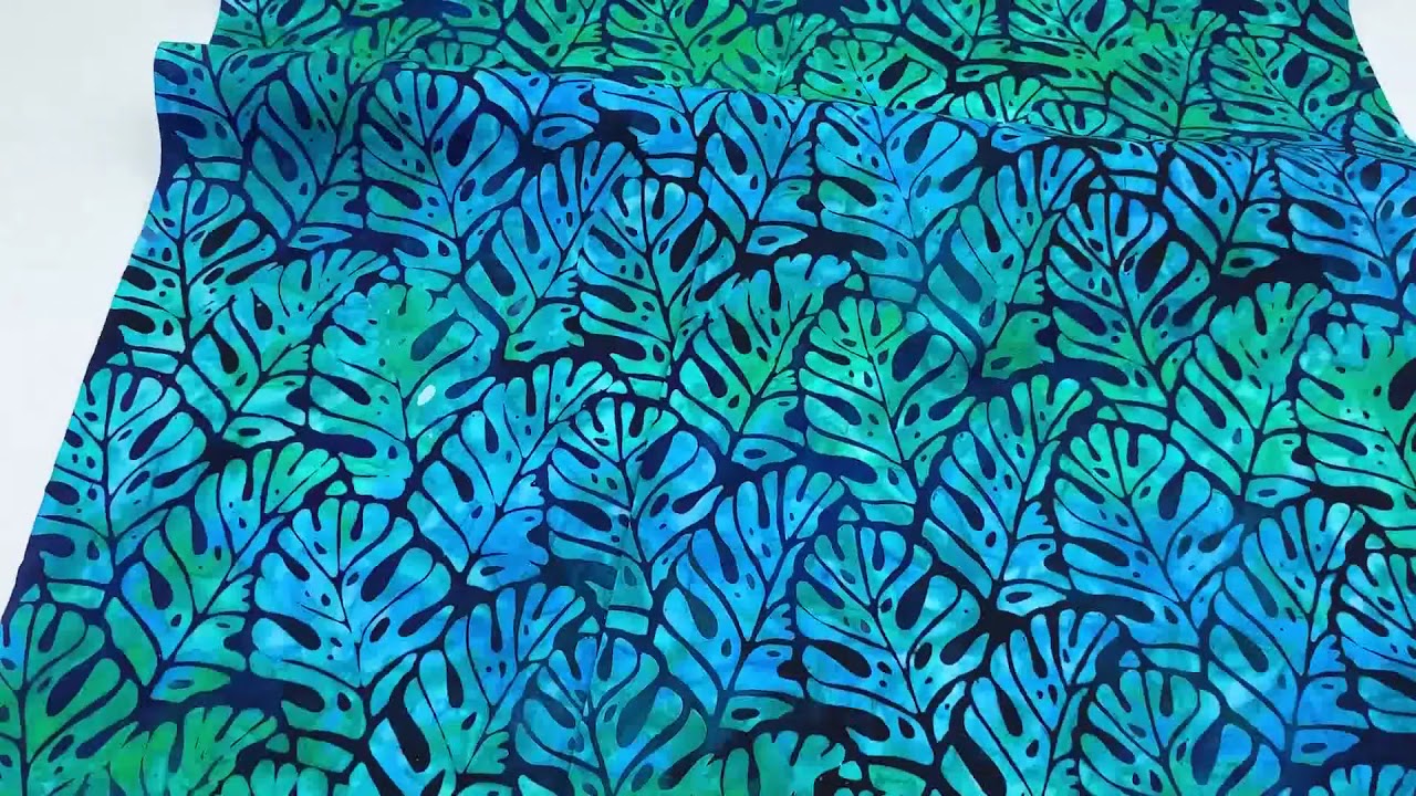 Dark Blue Robert Kaufman Leaf Tie Dye Batik Look Fabric Totally Tropical 4 Youtube