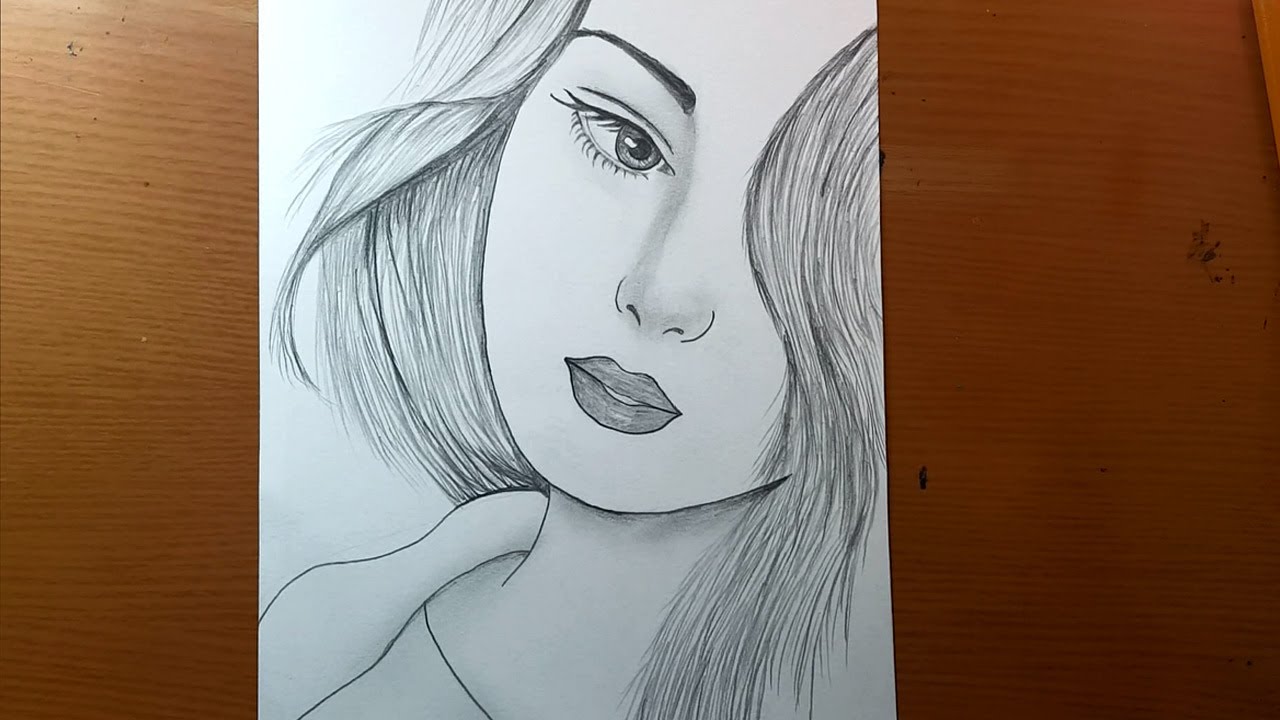 Disegni facili | Come disegnare una ragazza per principianti | Schizzo ...