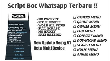 Cara Membuat Bot Whatsapp Menu Simple || Script NeoxyMD.v1 || No Encrypt 100%