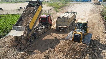 Incredible Road Constructor Technique Skill Use Big Dozer SHANTUI DH17C2 Push Soil Leveling