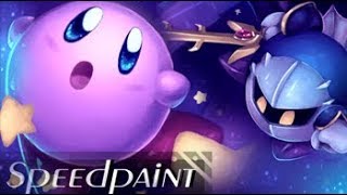 Kirby And Metaknight Speedpaint Nintendo - Falling Through Stars