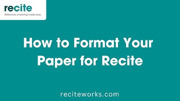 Formatting your Paper for Recite