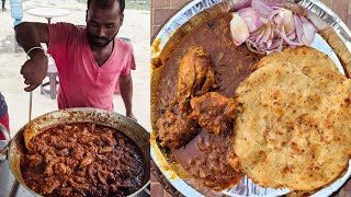 नदी किनारे Rs50 मे खाये चिकन और पराठा||हलवाई से सीखे देसी Style Chicken Stew बनाना||Zaika Patna Ka