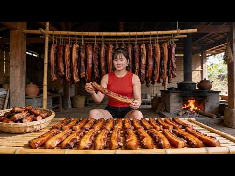 Buying 15kg of Pork at the Market | Processing Smoked Pork and Selling to Villagers