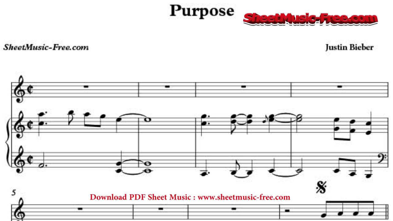 purpose sheet music justin bieber youtube justin bieber purpose piano sheet music