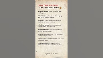 8 Income Streams You Must Know 💰📈 #FinancialFreedom #MoneyTips